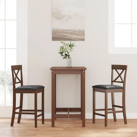 Barhocker mit Kissen 2 Stk. Braun Massivholz Gummibaum