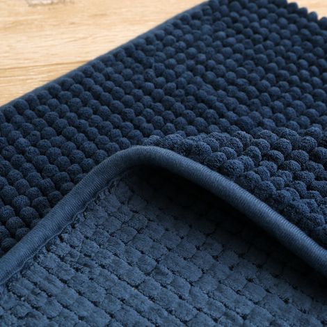Tapis De Bain - Chenille Épais Et Doux - Lavable En Machine - Pour Salle De Bain Baignoire Cuisine Chambre - Bleu Marine - 50 X 80 cm (1/5)