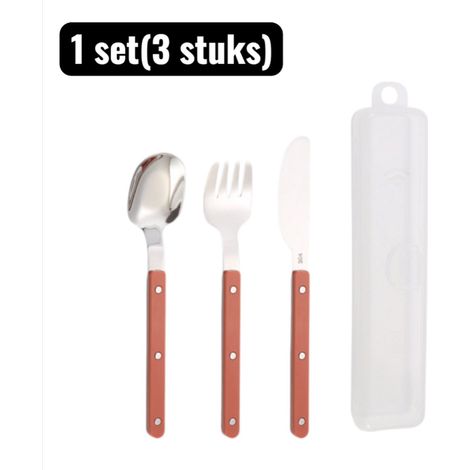 Ensemble de 3 couverts en acier inoxydable 304 avec couteau à steak cuillère à dessert fourchette et couteau à beurre pour adultes et enfants marron (1/5)