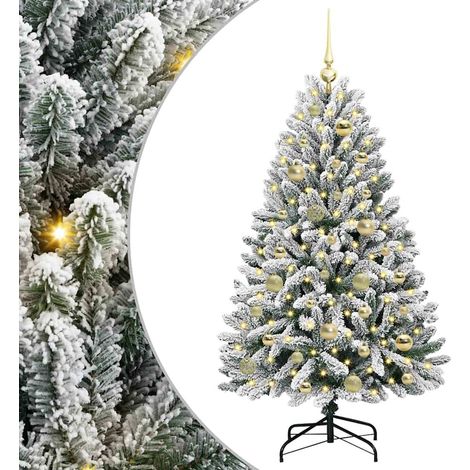 Sapin de Noël，Arbre de Noël artificiel Vert et blanc 120 cm PVC et métal CFW31486 (1/5)