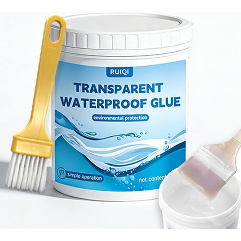 Revêtement imperméable transparent, 300 g, avec outil, anti-infiltration, pour murs, fenêtres, salles de bain et toits de camping-car (1/5)