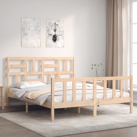 vidaXL Cadre de lit sans matelas 160x200 cm bois massif de pin (1/5)