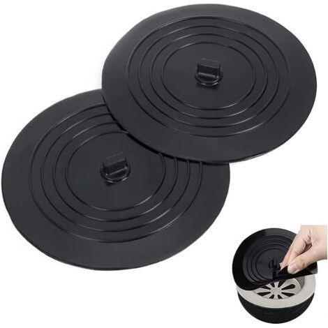2-teiliger Küchenabflussstopfen, Silikon-Saugverschluss, Badewannenstopfen, für Küche, Bad und Waschküche, Universal-Abflussstopfen, Schwarz, 15 cm (1/5)