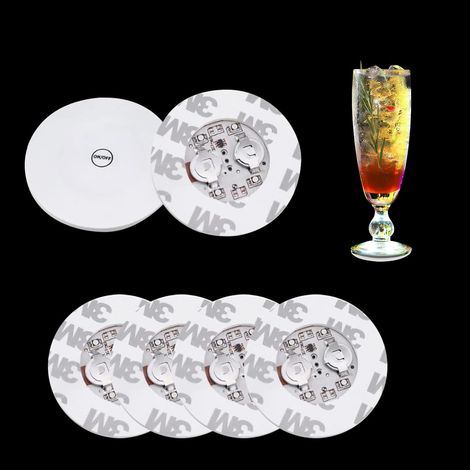 6er-Set LED-Aufkleber, Ambientebeleuchtung, kaltweißes Licht, Leuchtaufkleber mit 4 batteriebetriebenen SMD-LEDs und 3 m Klebefolie, Beleuchtung für Flaschen zum Platzieren unter einer LED-Leiste, Unt (1/5)