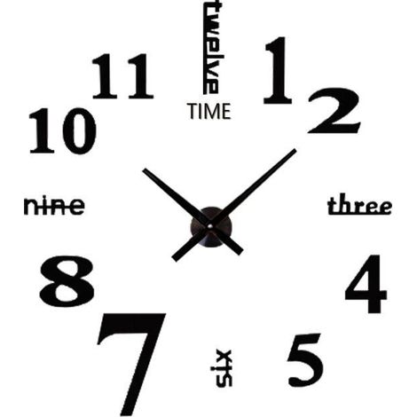 DIY Grande Horloge murale autocollant salon Chambre à Mouvement Couple élevé 30cm noir (1/5)