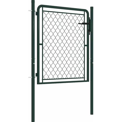Maison Exclusive - Portail de jardin en acier vert 100 x 75 cm (1/4)