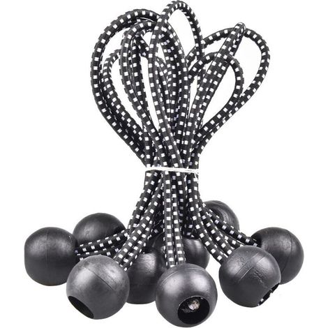 SABIR Extenseur sphérique de 10 pièces, extenseur élastique noir, extenseur élastique de pavillon, bâche, camping, tente, extension de rideau couleur mixte (1/4)