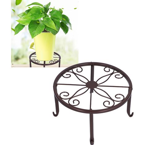 Porte Fleur Sol Autonome - Support de Pots à Fleurs Simple - Rack Étagère en Fer Bronze - (22.6x22.6x12cm) (1/5)