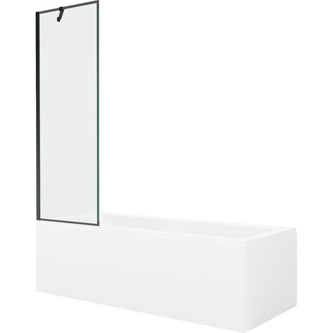 Mexen Cubik bañera rectangular 170 x 70 cm con estructura y pantalla de 1 hoja de 60 cm, diseño negro - 550317070X9506007070 (1/5)