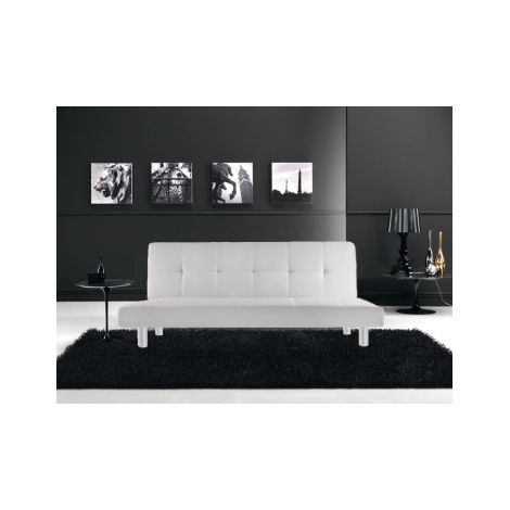 Divano letto 3 posti, reclinabile in ecopelle bianco 180x92cm Sicorage Soffy