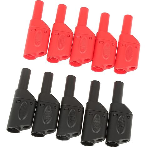 Connecteurs Fiche Banane Empilables de Haute qualité 4mm Rouge Noir sécurité Entièrement isolé 10 Pièces pour les Tests électriques Fil 14AWG recommandé (1/5)