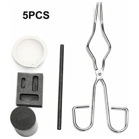 Ulisem 5Pcs Resistant A La Chaleur Coulee De Lingotiere Outil Smelting Or Argent Fournaise Kit Scrap Bijoux Raffinage De Fusion Metal Or Forge Set Graphite Fonderie Creuset Pour La Fusion Experience C (1/5)
