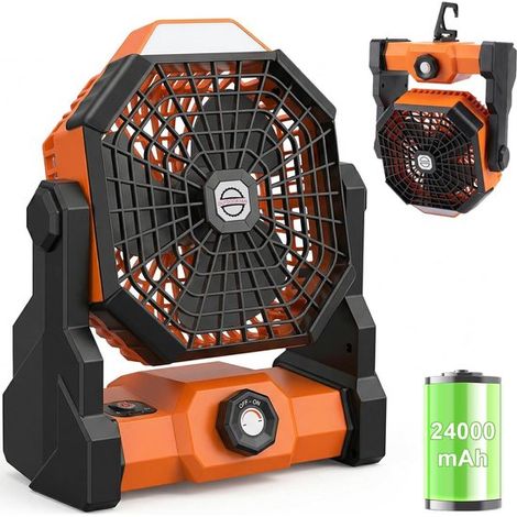 Ventilador portátil para camping/tienda de campaña，con una batería de 24000 mAh，ventilador exterior 3 en 1 con iluminación LED (1/5)