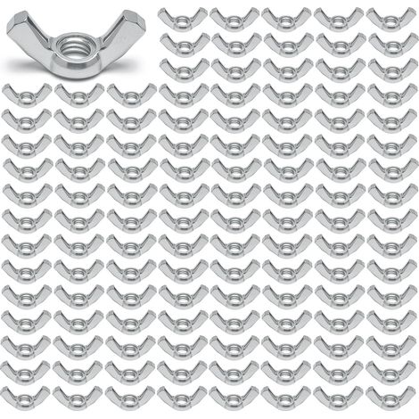 Lot de 120 écrous à ailettes M6 galvanisés - Protection contre la rouille et la corrosion - Écrou papillon - Écrous à ailettes à visser - Assortiment d'écrous (1/5)