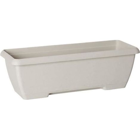 Jardinière Teramo Blanc 60 cm, réserve d'eau intégrée, matériau recyclé 100% recyclable, solide, volume adapté pour plantes (1/2)