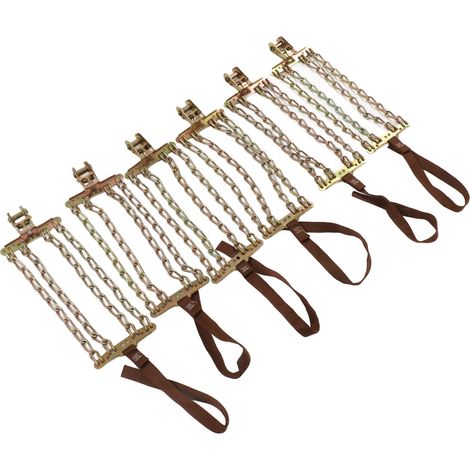 chaînes antidérapantes réglables pour pneus auto, adaptées aux véhicules tout-terrain, largeur 165-265 mm, urgence hiver, kit de 6 pièces. (1/5)