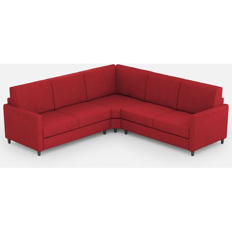 Canapé d'angle moderne italien tissu rouge Korane - 5 tailles 241x241 cm-Taille 241x241 cm (1/5)