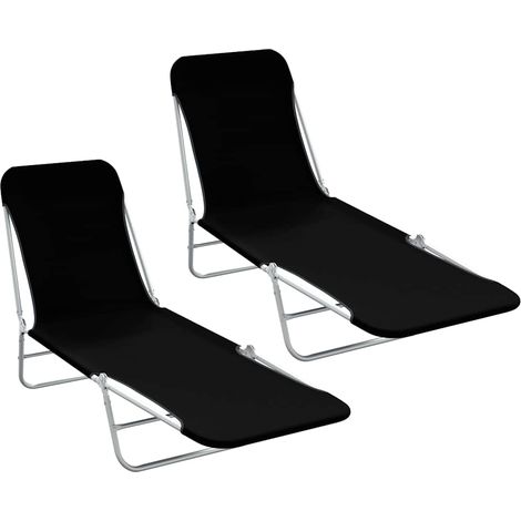 Sunlounger  Set of 2  Black vidaXL