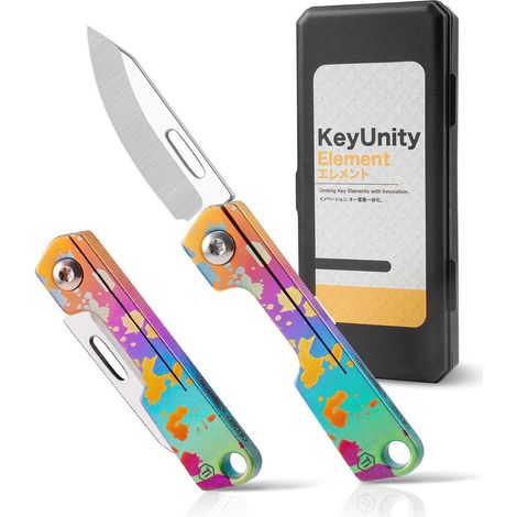 Kleines Klappmesser Titan leicht EDC mit Farbspritzer-Design