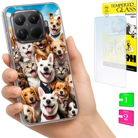 Funda para Xiaomi 15T Pro con foto, cubierta trasera con gráficos de perros + cristal 9H (1/5)