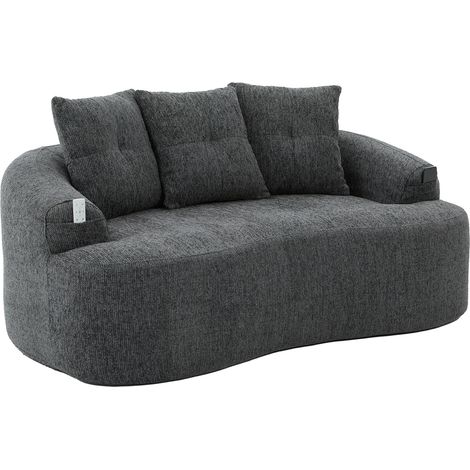 ELVMI 2-Sitzer-Sofa Gerade aus Chenille, Tiefer Sitz mit Dicken Kissen, ohne Montage, Grau (1/5)