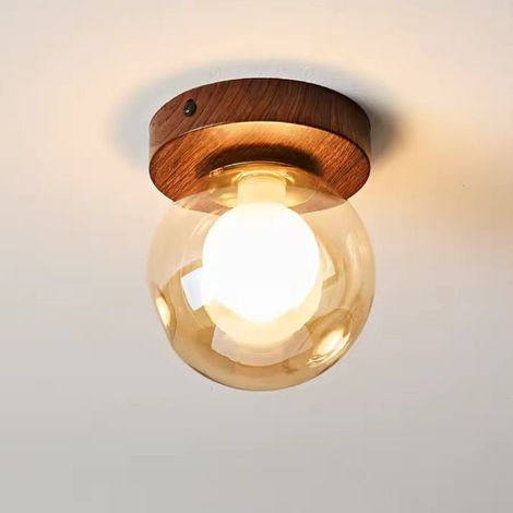 Lustre de Plafond Vintage en Verre Ambré Rétro – Luminaire Intérieur pour Entrée, Couloir, Salle à Manger et Balcon (1/5)