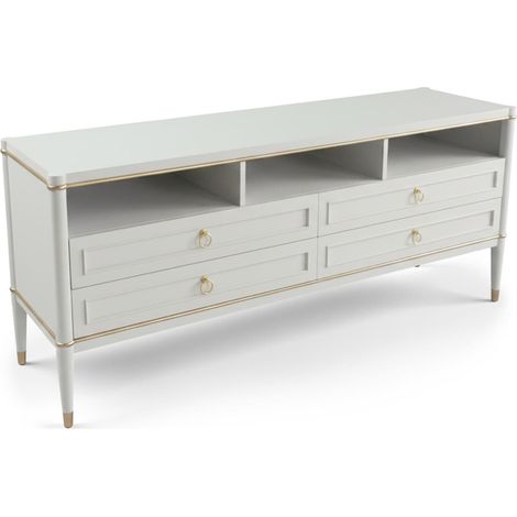 Meuble TV élégant 4 tiroirs Optimus Beige clair et Or