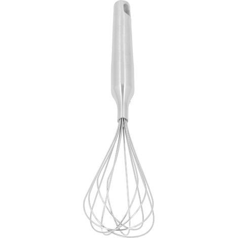 Batteur à œufs durable en acier inoxydable argenté avec poignée confortable et fouet manuel pour la cuisine domestique. (1/5)