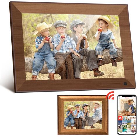 Digitaler Bilderrahmen 10 Zoll mit WLAN, Frameo Fotorahmen mit 32 GB Speicher, 1280 x 800 IPS Touchscreen, Bewegungssensor, Foto- und Videoübertragung (1/5)