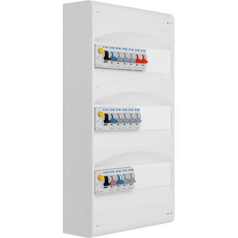 EATON Tableau 3 rangées pré-équipé 3 inter. diff. 40A + 15 disjoncteurs (1/4)