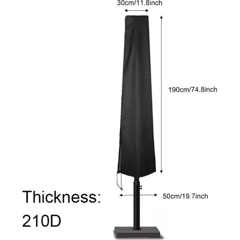 210DCouverture de Parasol d'extérieur en tissu Oxford, imperméable, accessoires de protection contre la pluie pour Parasol de jardin et Patio (Parapluie droit 190 50 30cm) (1/4)
