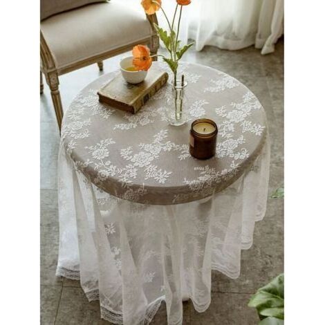 Nappe Rectangulaire Nappe en Dentelle Ronde Petite Table Ronde Nappe Nordique Rétro Blanc Nappe Dessert Table Couverture-Dentelle Rétro BlancNappe Ronde 140Cm