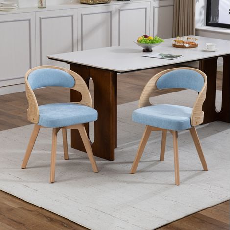 Silla comedor giratoria tapizada lino 44x41x75 cm OKMYHOME (1/5)