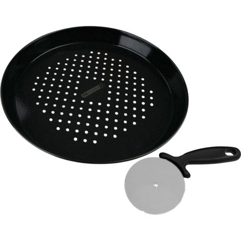 Ensemble plaque à pizza perforée 32 cm et roulette FM Professionnal (1/5)