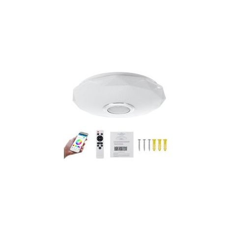 TAISHENGDA 32cm Bluetooth LED-Deckenleuchte mit Lautsprecher – Runde RGB-Mehrfarben-Deckenleuchte für Schlafzimmer und Wohnzimmer (36W 30cm Diamant-Design, Farben, Bluetooth-Musik-App + Fernbedienung) (1/5)