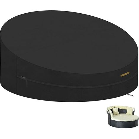 Round Waterproof Garden Bed Cover Round Garden Sofa Bed Protective Cover Round Waterproof Tarpaulin Outdoor Bed Anti-UV Sturdy Oxford Fabric Diameter 230 x 90/50 cm