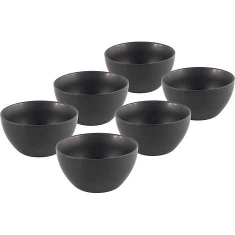 Porzellan Müsli Schale 600 ml schwarz - 6er Set - Salat Snack Obst Schüssel 14 cm