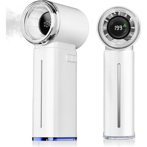 Mini-Tragbarer Nebelventilator – 5000 mAh Akku, wiederaufladbar, mit Digitalanzeige, 199 einstellbare Geschwindigkeitsstufen, Geburtstagsgeschenk für Männer und Frauen, für Reisen, Outdoor-Aktivitäten (1/5)