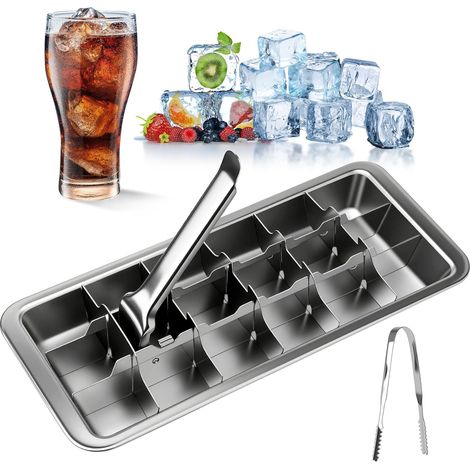 Bac à Glaçons Acier Inoxydable - 18 Fentes - Avec Pince - Démoulage Facile - Pour Cuisine et Bar (1/5)
