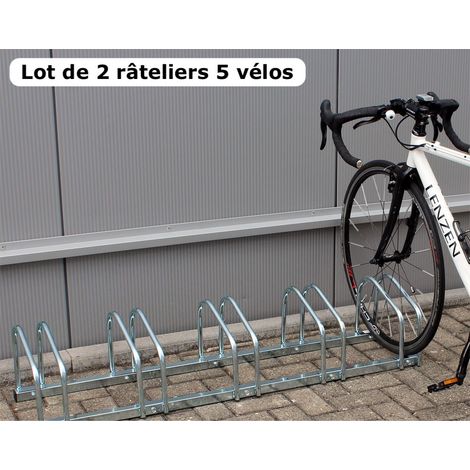 Lot De 2 : Rangement, Ràtelier 5 Vélos Avec Fixation Au Sol - Longueur 130,5 cm - Rack 1 niveau (1/5)