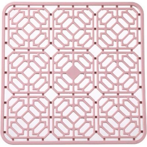 Tapis d'égouttoir en silicone, tapis d'évier en silicone, coussin d'isolation thermique en silicone pour comptoir de cuisine, rose (1/4)
