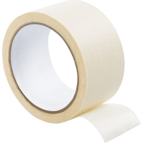 Rouleau Adhésif - Ruban Masking Tape Blanc Cassé Adhésif - 4,8 cm x 50 m - Ø 30 mm - Utile pour la Peinture - Se déchire facilement à la Main