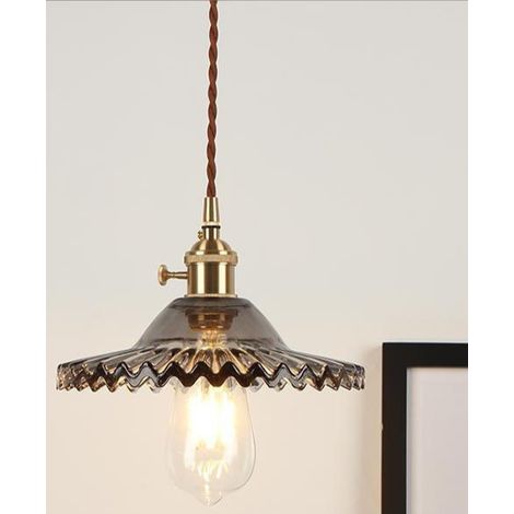 Plafoniera industriale vintage E27 con paralume in vetro stile retrò (ambra) (1/5)