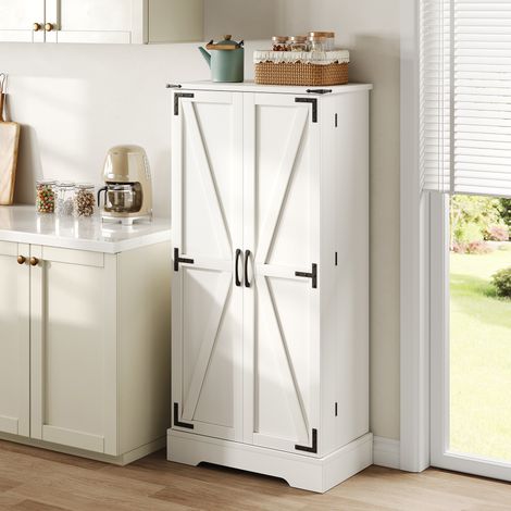 buffet meuble rangement cuisine LED 60x35x128,5 blanc OKMYHOME (1/5)