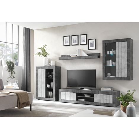 Set di mobili da salotto collezione BURA. Colore grigio effetto cemento