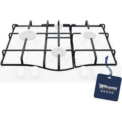 ERICAMBI® Kit 2 Griglie per Piano Cottura Compatibile con Ariston Whirlpool - Dimensioni: (Grande) 415x350mm, (Piccola) 377x205mm - Modelli 642PCNHAWH, 7HPC640NWHHA ... - Nero Lucido Smaltato