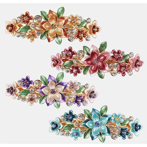 ensemble De Quatre Pices Nouvelles Pinces  Cheveux Femme Adulte Grande Pince  Queue De Cheval Tout Match Strass Huile Goutte  Goutte Coiffure (1/5)