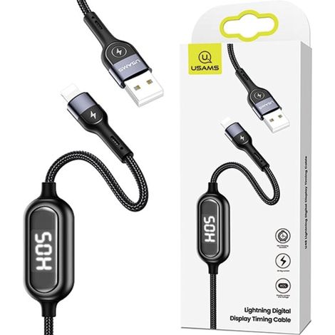 Usams Geflochtenes Kabel U48 Lightning 1,2 m 2 A Schnelllade-LED schwarz/schwarz SJ423USB01 (US-SJ423) (1/5)