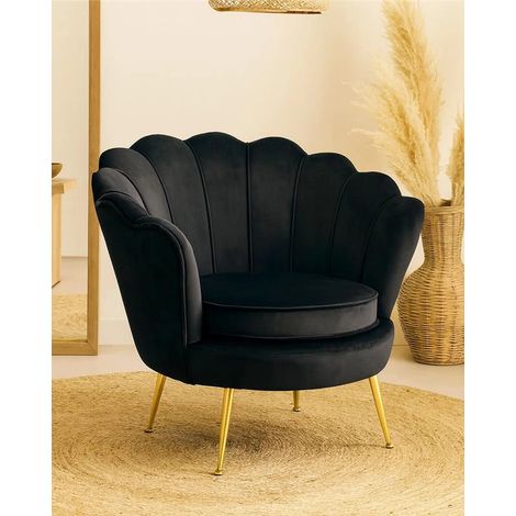 Exagonshop Water Lily Poltrona design nera con gambe in acciaio