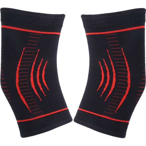 Genouillères de Sport Chauffantes Unisex en Nylon Respirant pour Course à Pied - Lot de 2, Rouge (1/5)